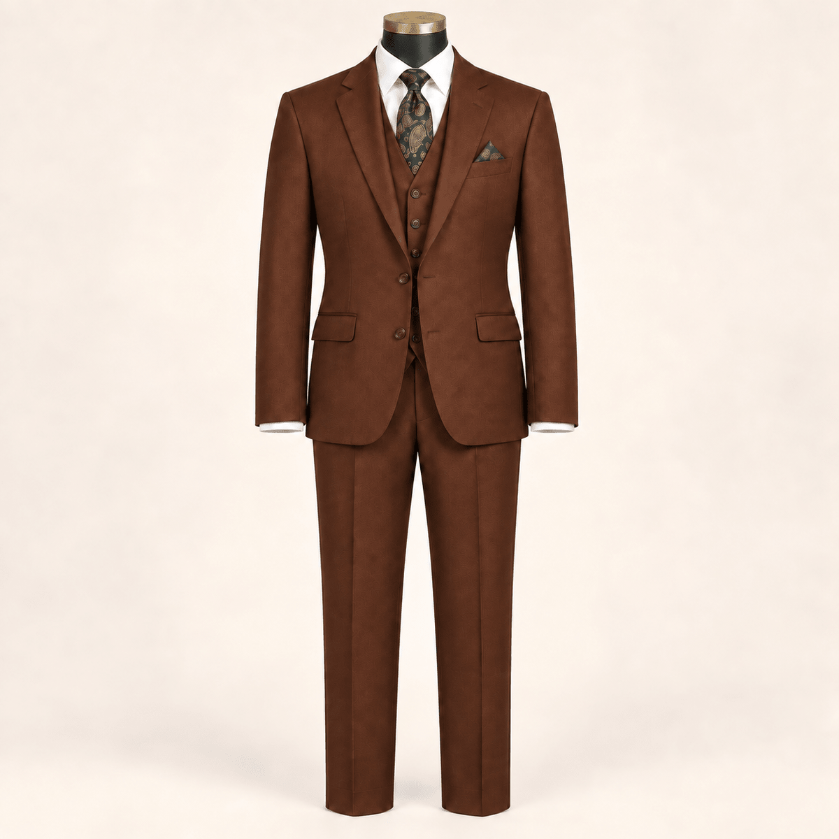 Men’s Copper Tailored Fit 3-Piece Wool Suit – Statement - Upscale Men's Fashion