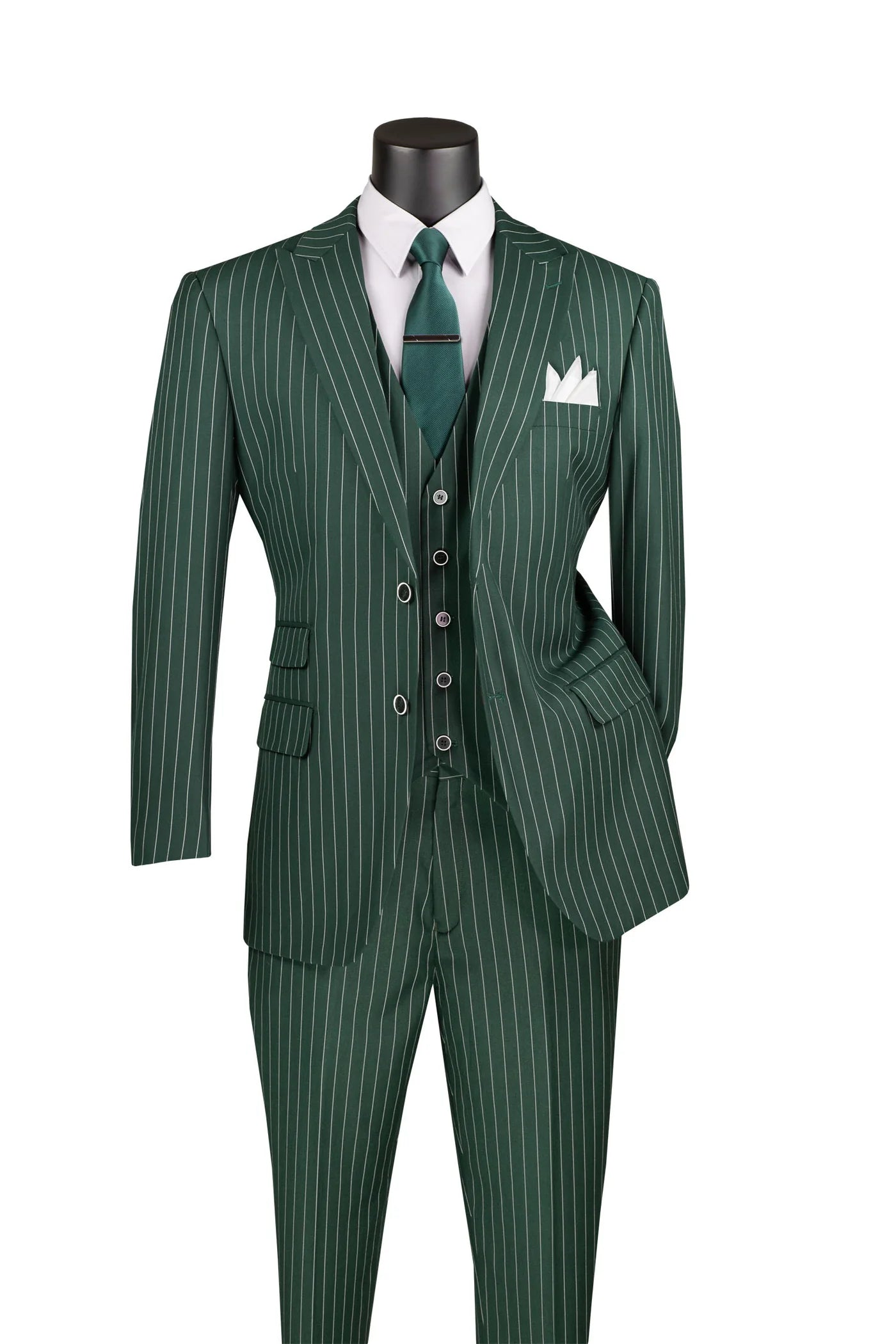 HUnter Green Pinstripe Regular Fit 3-Piece Suit – Regalia Collection