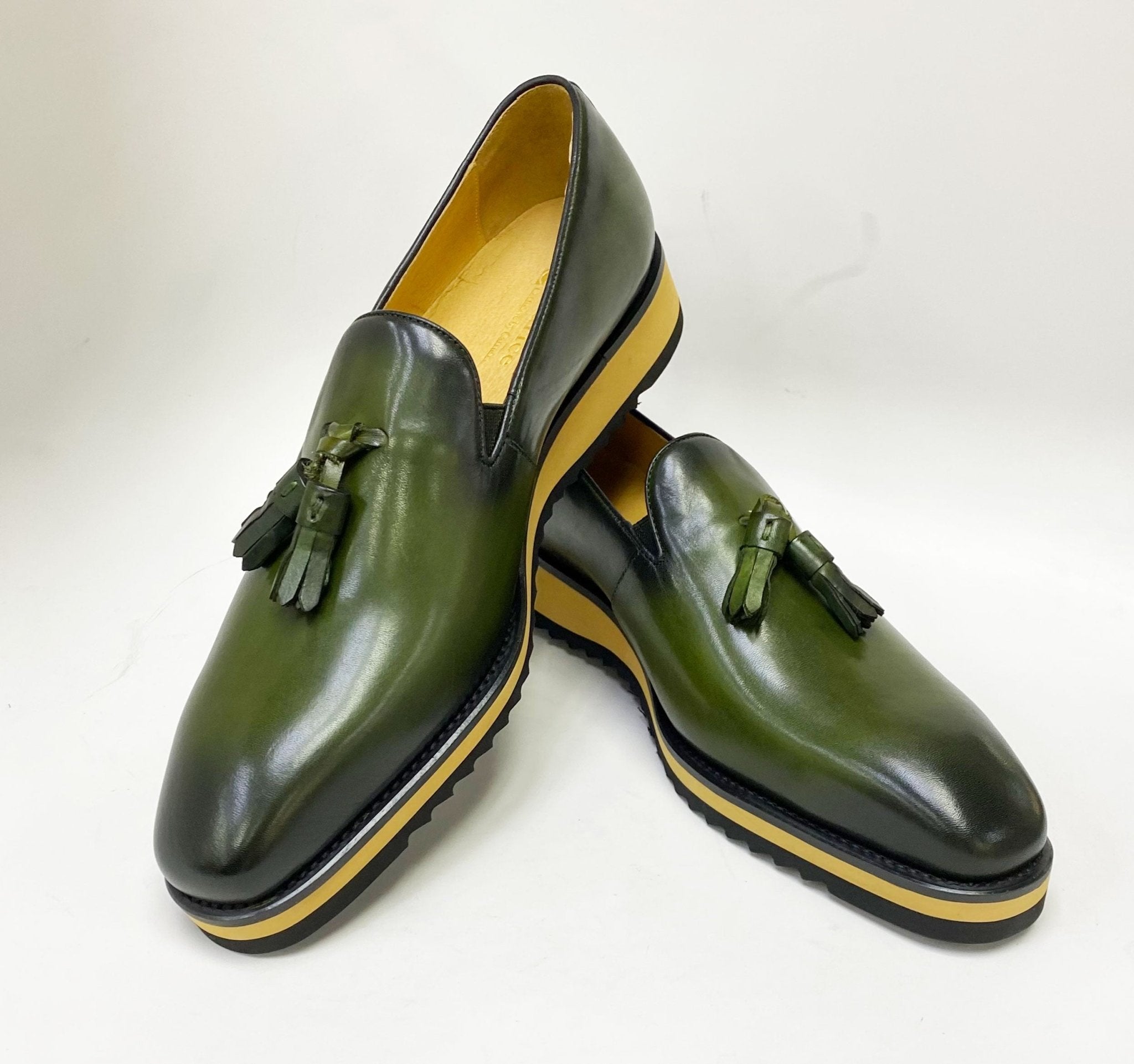 Calfskin Slip-On Tasseled Loafer Olive - Upscale Men's Fashion