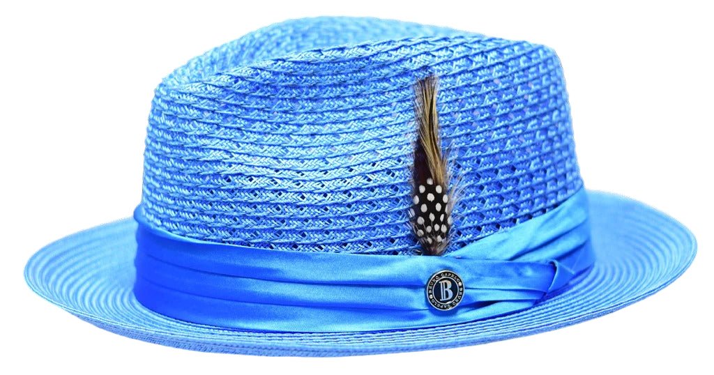 Aqua Fedora Braided Straw Hat - Upscale Men's Fashion