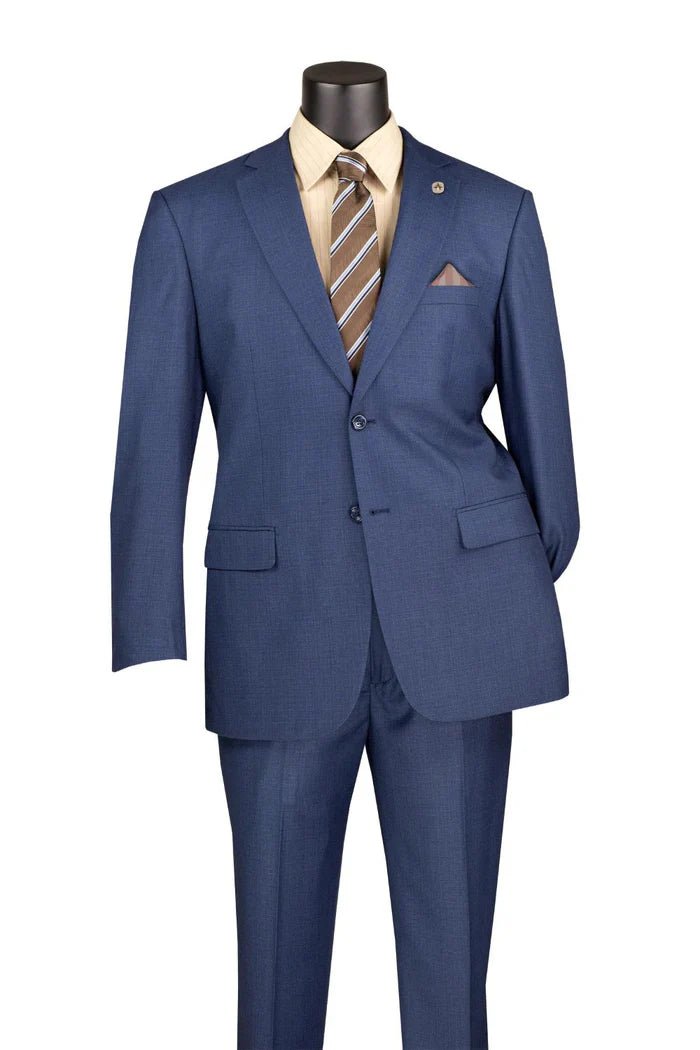 Arezzo Collection – Blue Regular Fit Textured Weave 2-Piece Suit - Upscale Men's Fashion
