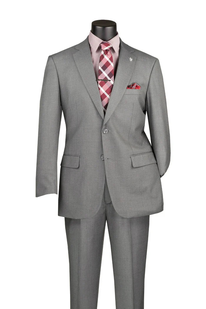 Arezzo Collection – Gray Regular Fit Textured Weave 2-Piece Suit