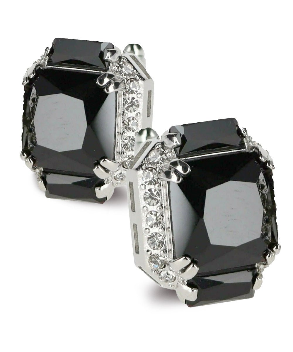 Vittorio Vico – Rectangular Diamond-Flanked Crystal Cufflinks - Upscale Men's Fashion