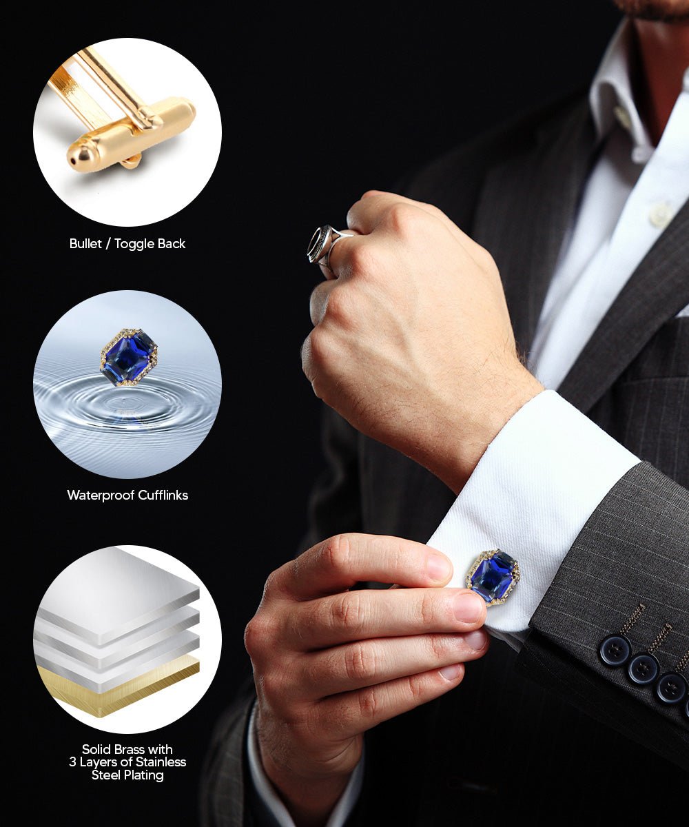 Vittorio Vico – Rectangular Diamond-Flanked Crystal Cufflinks - Upscale Men's Fashion