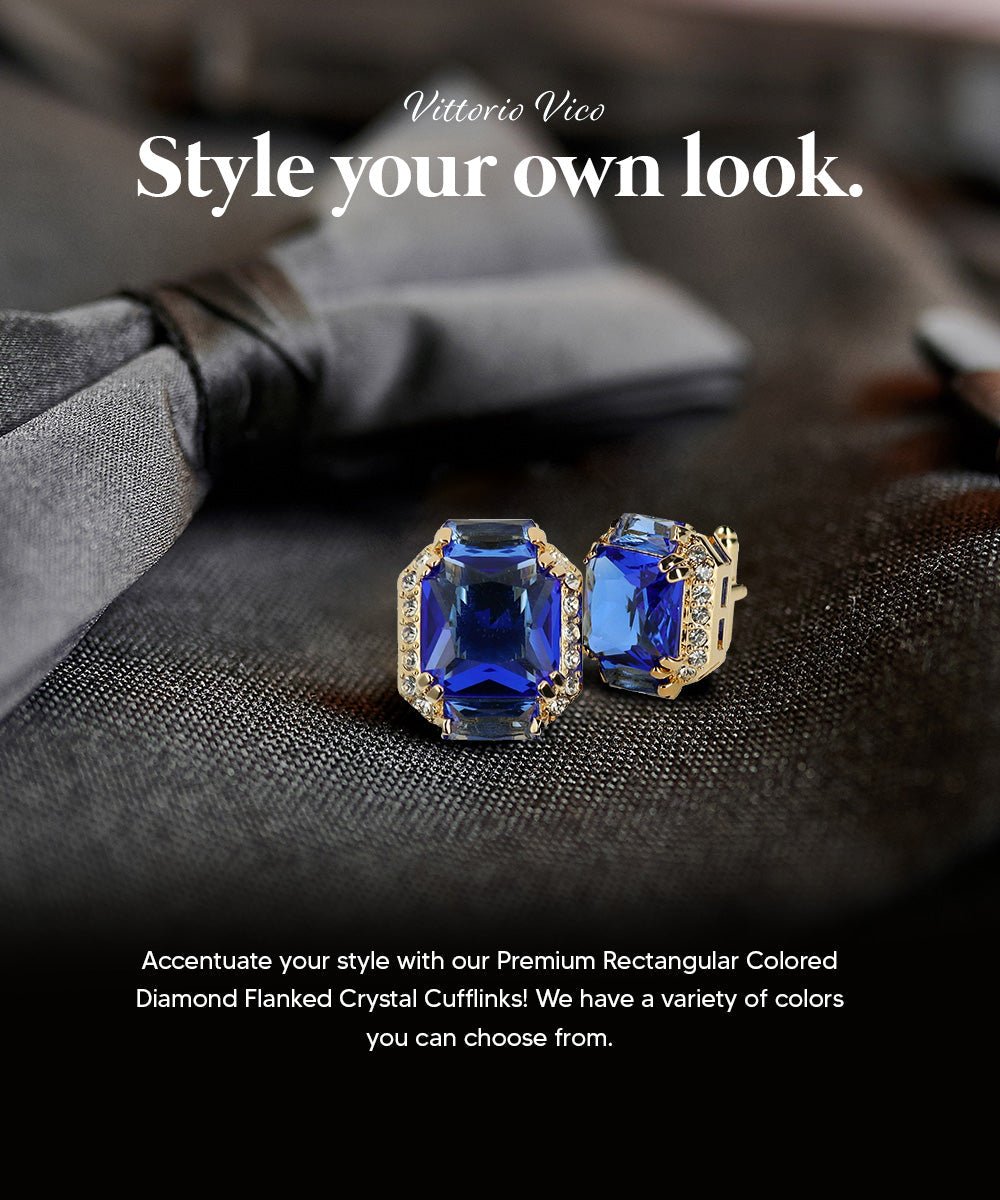 Vittorio Vico – Rectangular Diamond-Flanked Crystal Cufflinks - Upscale Men's Fashion