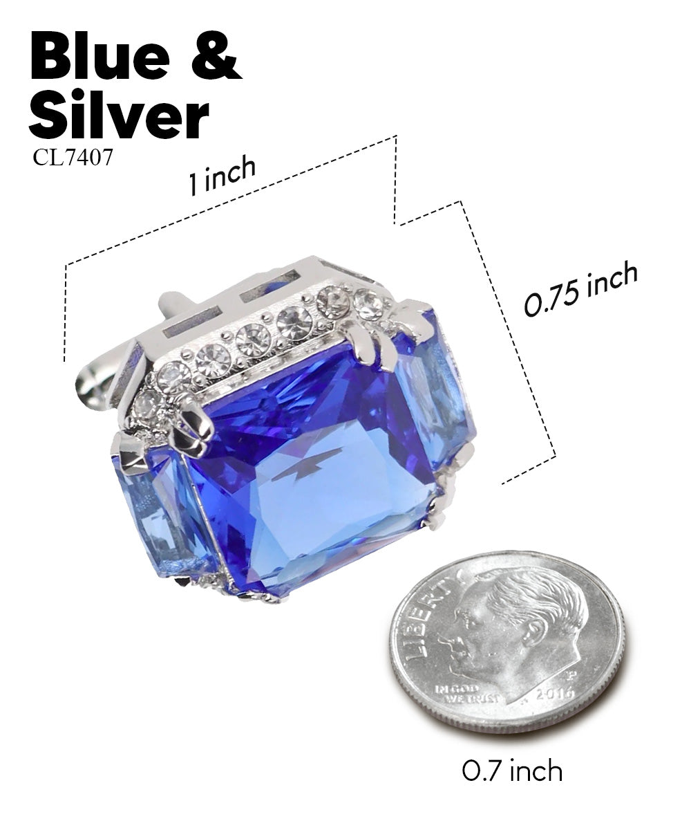 Vittorio Vico – Rectangular Diamond-Flanked Crystal Cufflinks