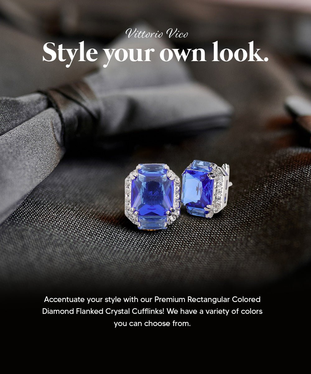 Vittorio Vico – Rectangular Diamond-Flanked Crystal Cufflinks - Upscale Men's Fashion