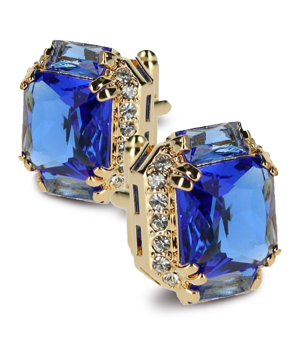 Vittorio Vico – Rectangular Diamond-Flanked Crystal Cufflinks