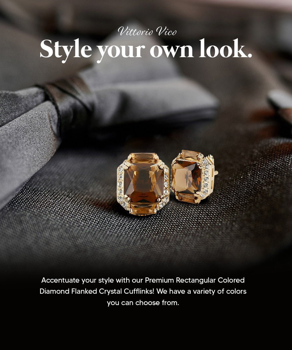Vittorio Vico – Rectangular Diamond-Flanked Crystal Cufflinks - Upscale Men's Fashion