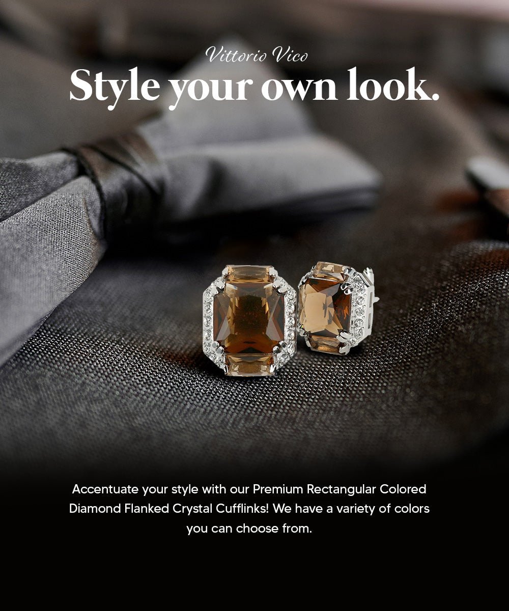 Vittorio Vico – Rectangular Diamond-Flanked Crystal Cufflinks - Upscale Men's Fashion