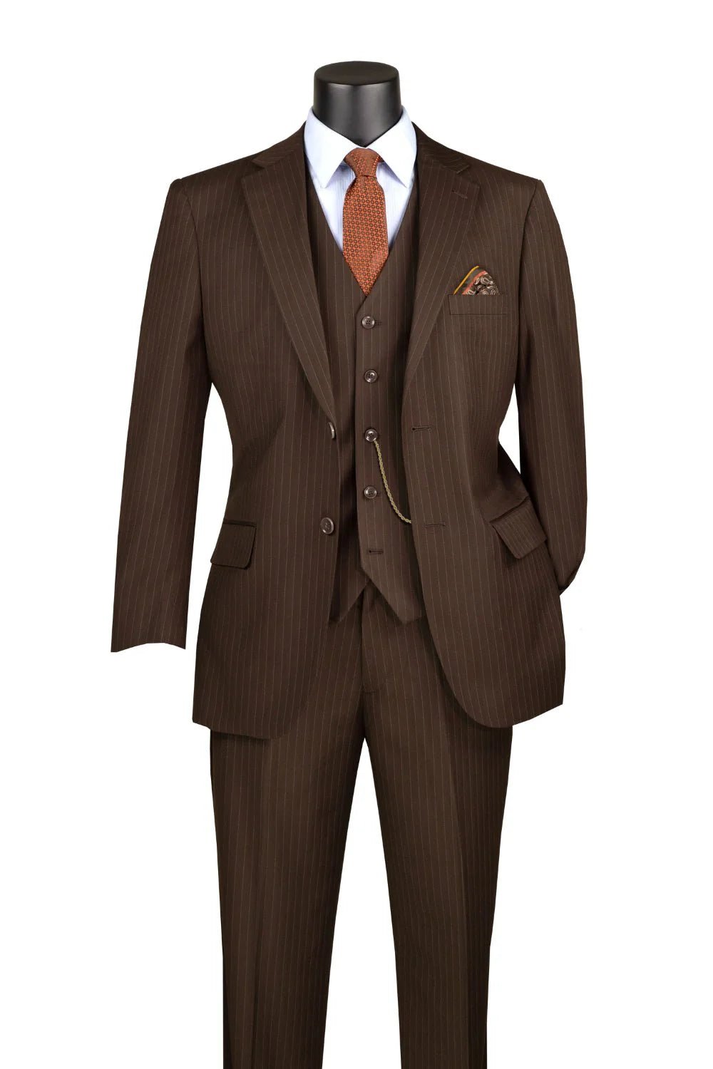 Brown Tone-on-Tone Stripe Regular Fit 3-Piece Suit – Varese Collection - Upscale Men's Fashion