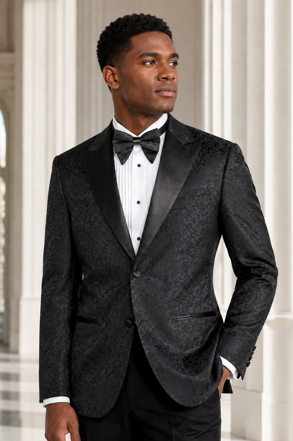 Men's Black Floral Jacquard Regular Fit Dinner Jacket – Fiorenzo Collection