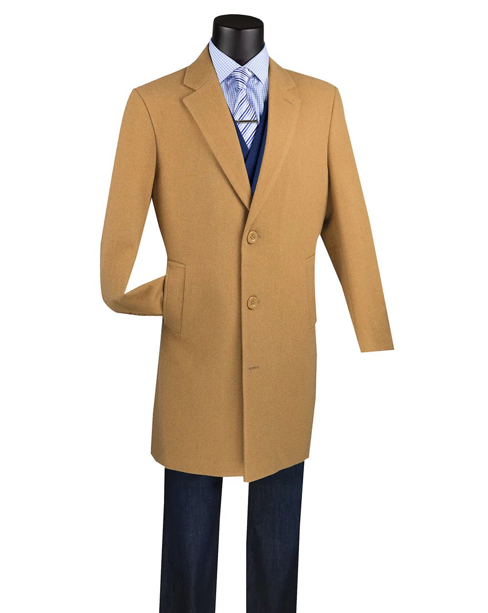 Camel 38" Knee-Length Wool-Blend Topcoat – Nordic Collection - Upscale Men's Fashion