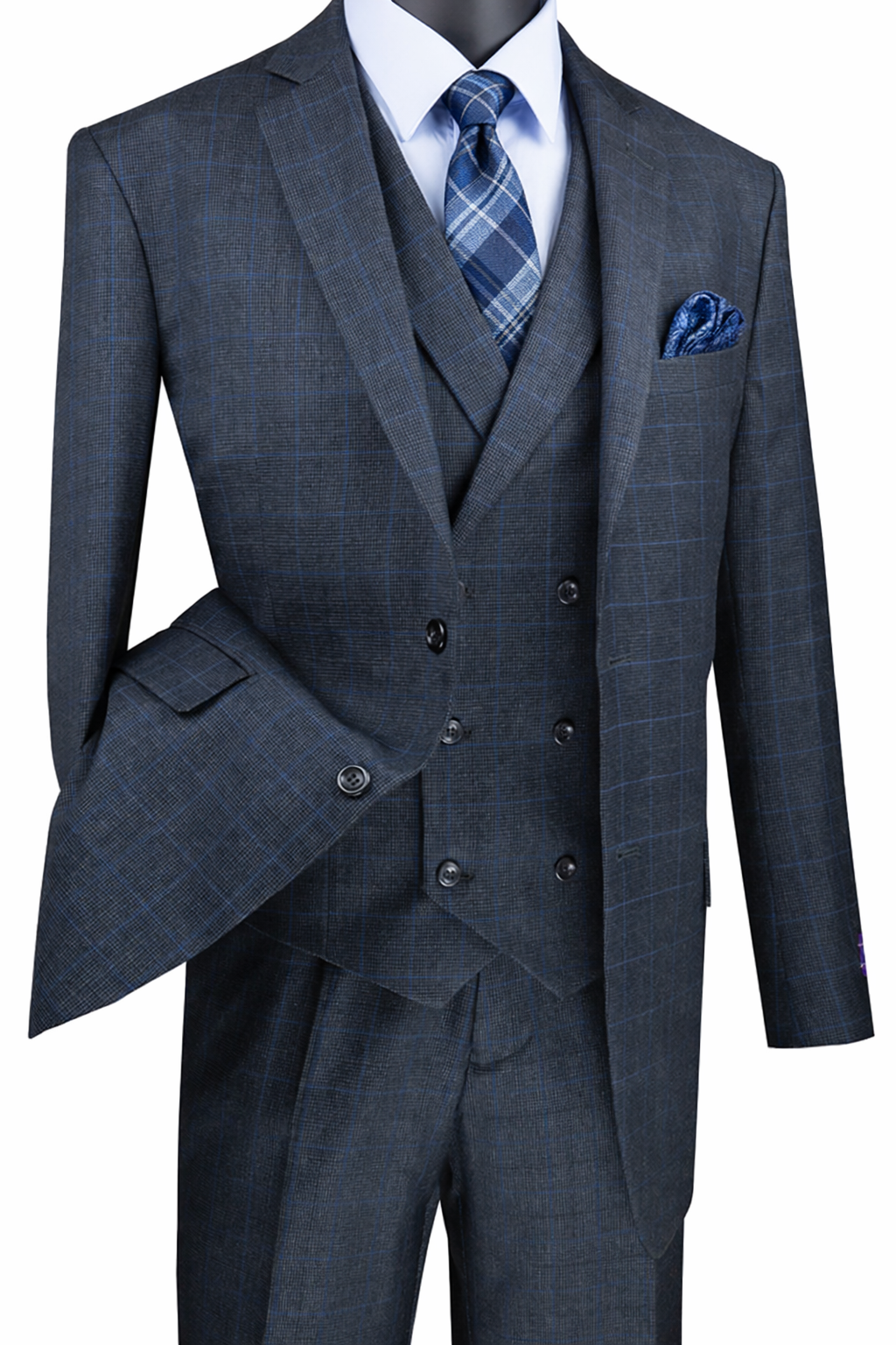 Charcoal Executive Fit Glen Plaid 3-Piece Suit – Dominare Collection
