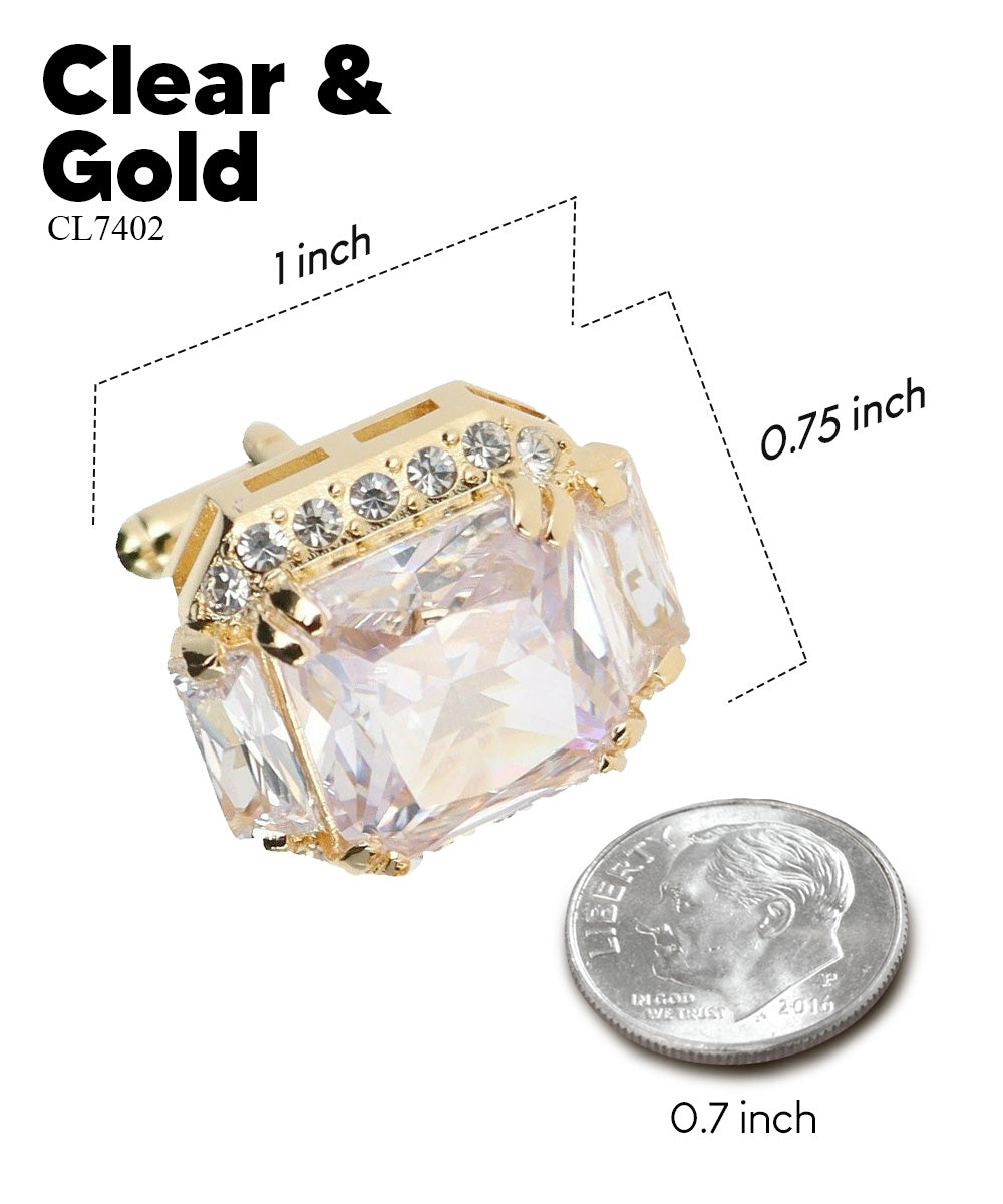 Vittorio Vico – Rectangular Diamond-Flanked Crystal Cufflinks