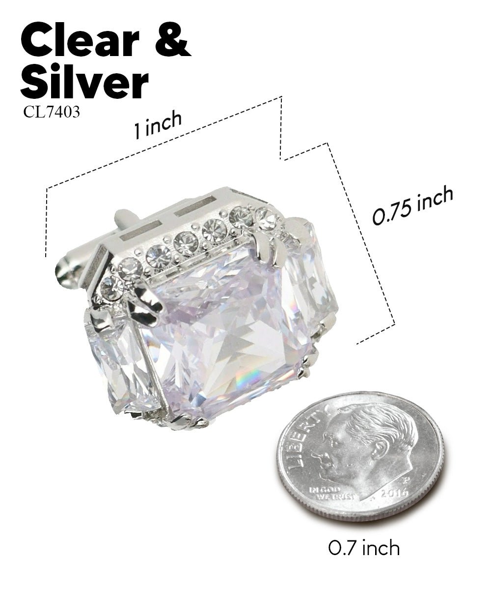 Vittorio Vico – Rectangular Diamond-Flanked Crystal Cufflinks - Upscale Men's Fashion