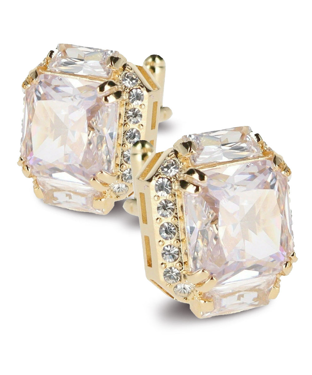 Vittorio Vico – Rectangular Diamond-Flanked Crystal Cufflinks