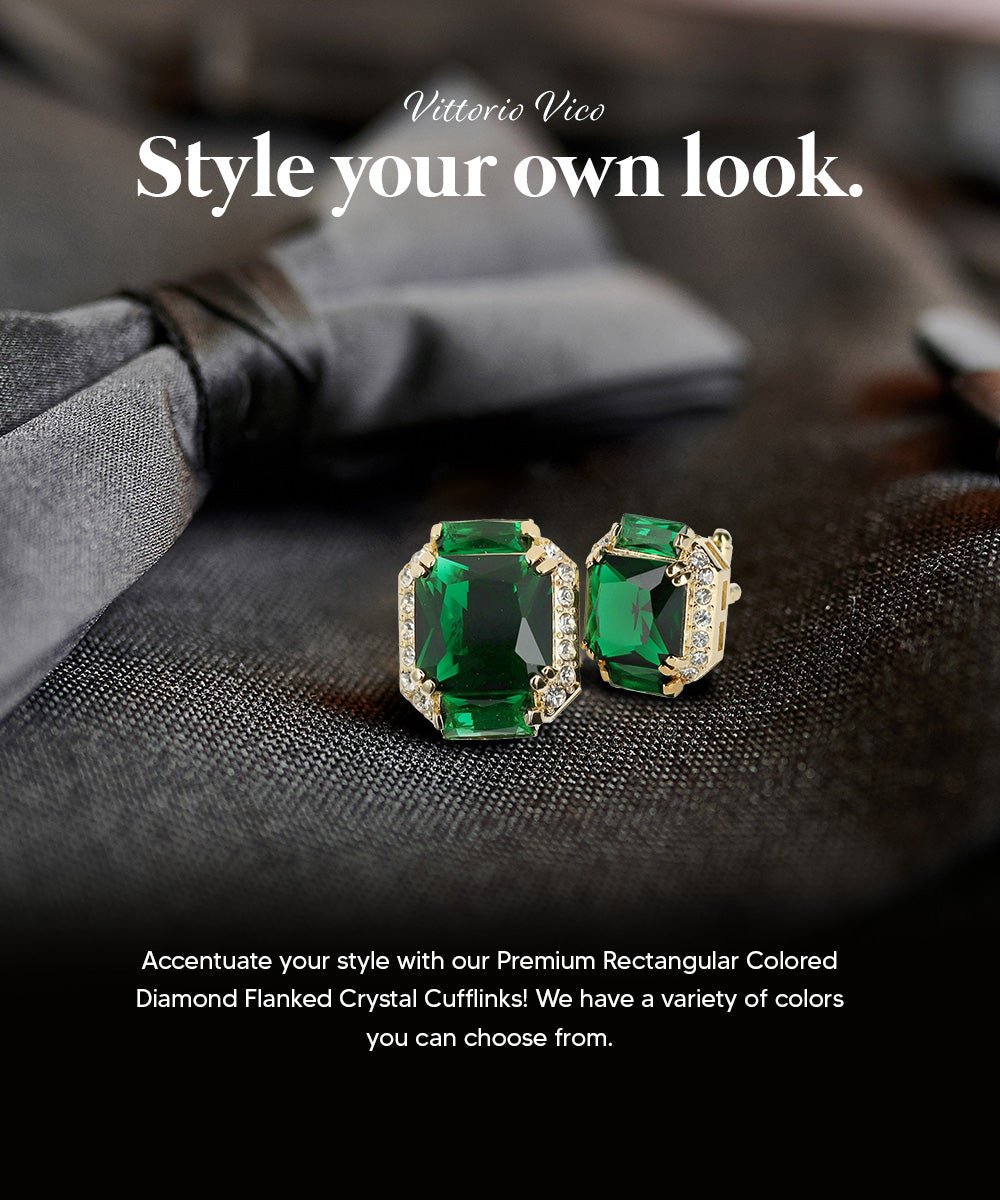 Vittorio Vico – Rectangular Diamond-Flanked Crystal Cufflinks - Upscale Men's Fashion