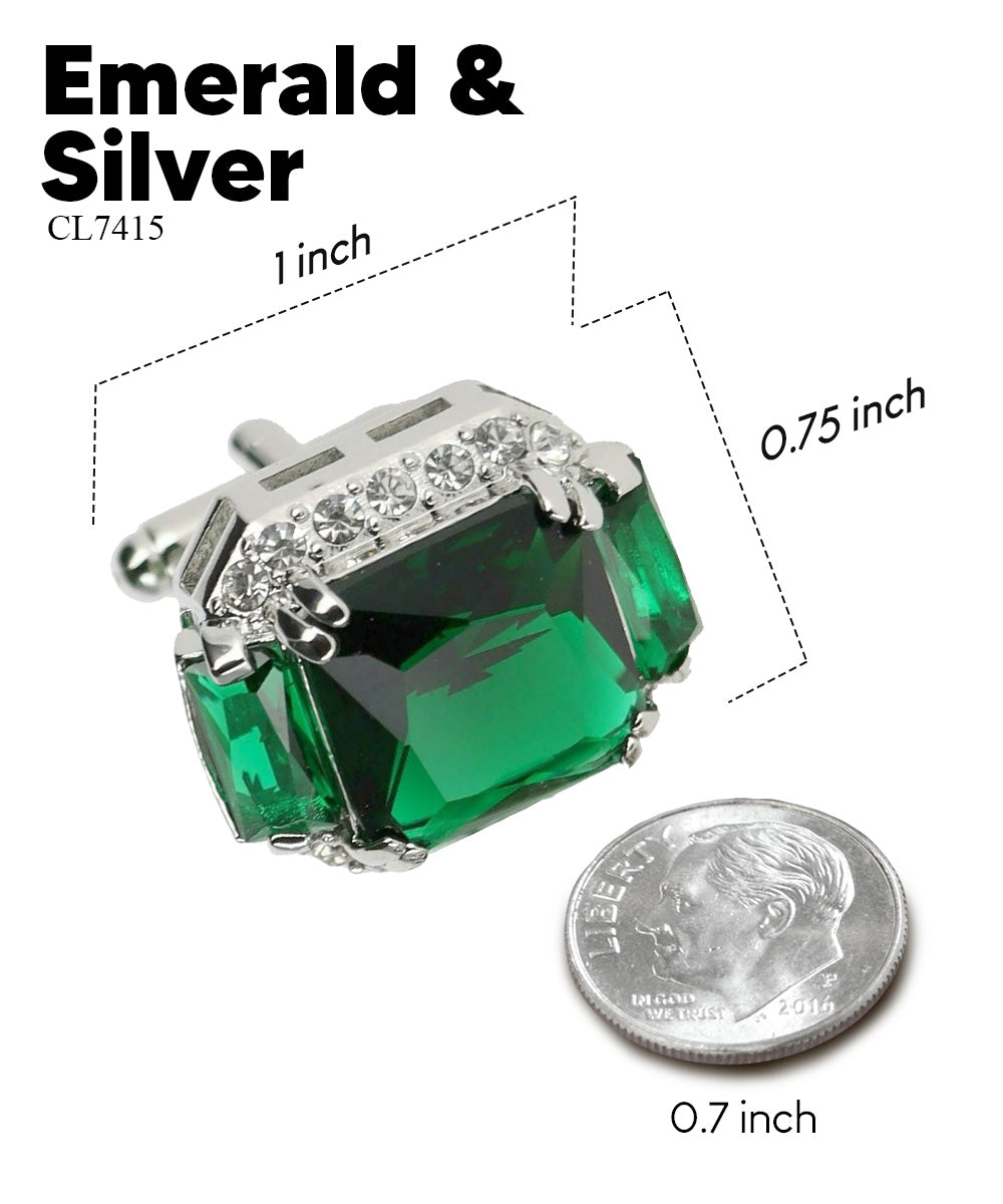 Vittorio Vico – Rectangular Diamond-Flanked Crystal Cufflinks