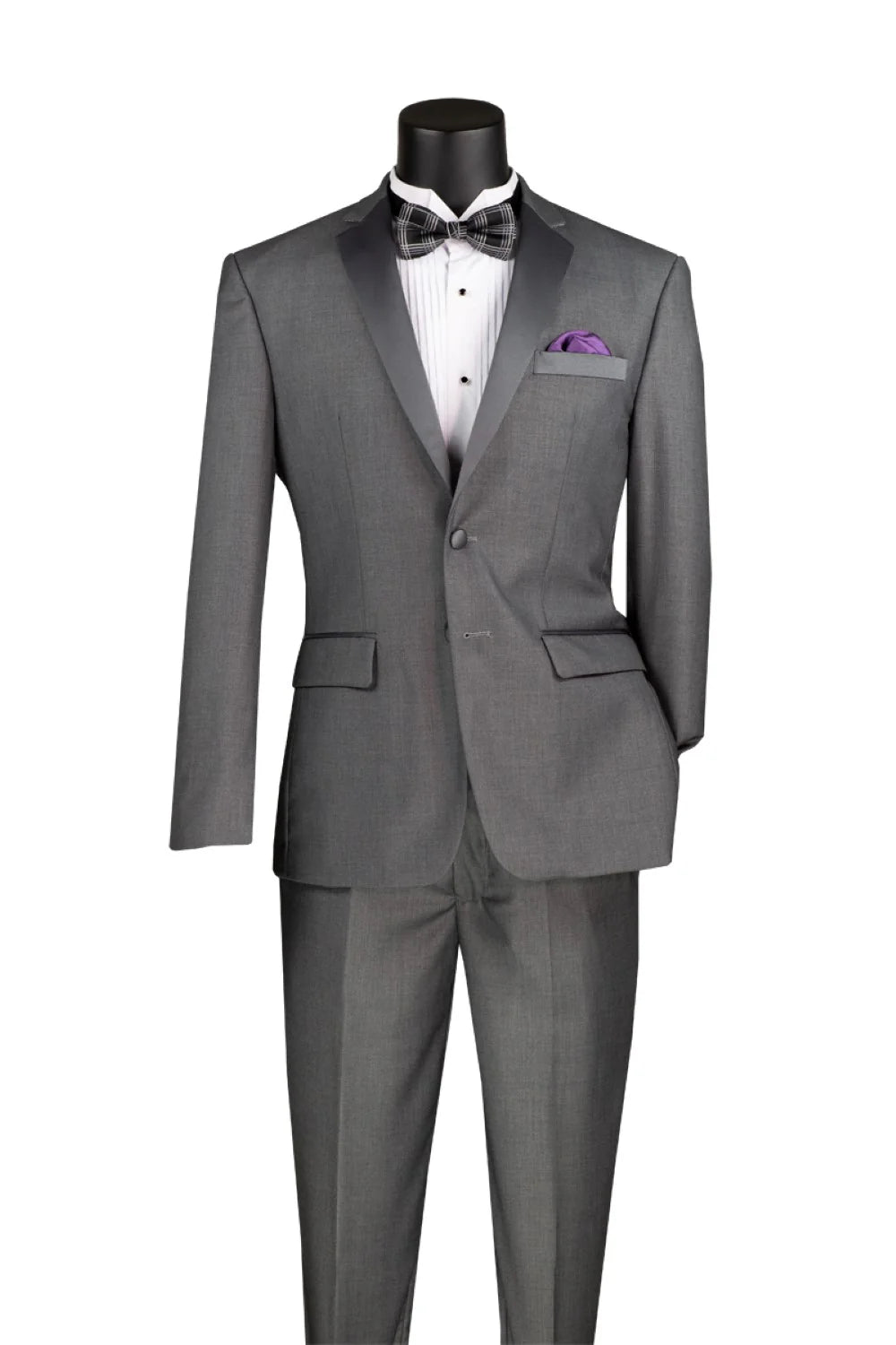 GALA COLLECTION – Gray SLIM FIT TUXEDO SUIT WITH SATIN LAPEL