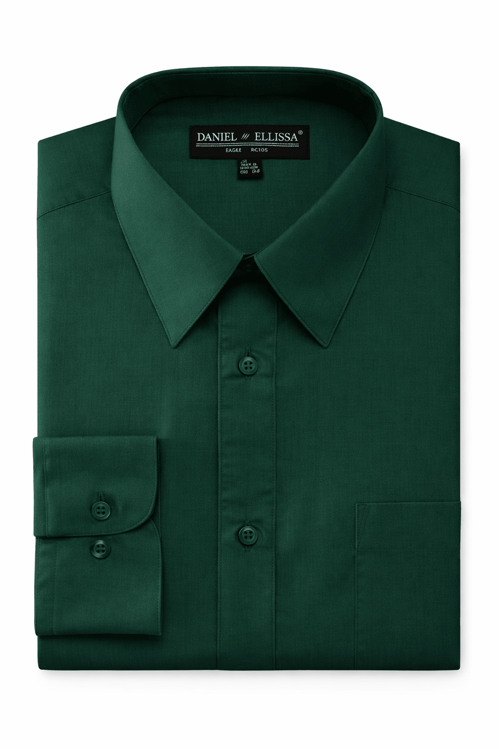 Men's Basic Dress Shirt with Convertible Cuff -Color Hunter Green - Upscale Men's Fashion