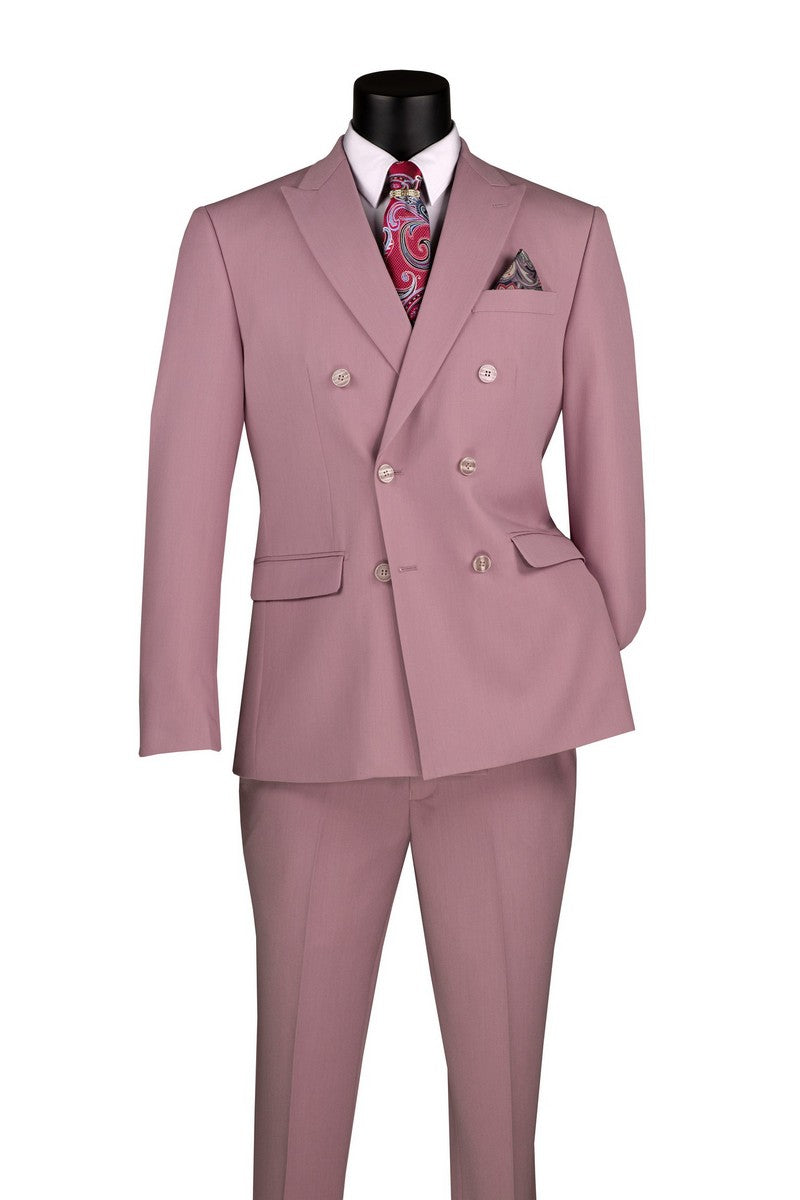 Lilac Slim Fit Stretch Double Breasted 2 Piece Suit - Bellarco Collection