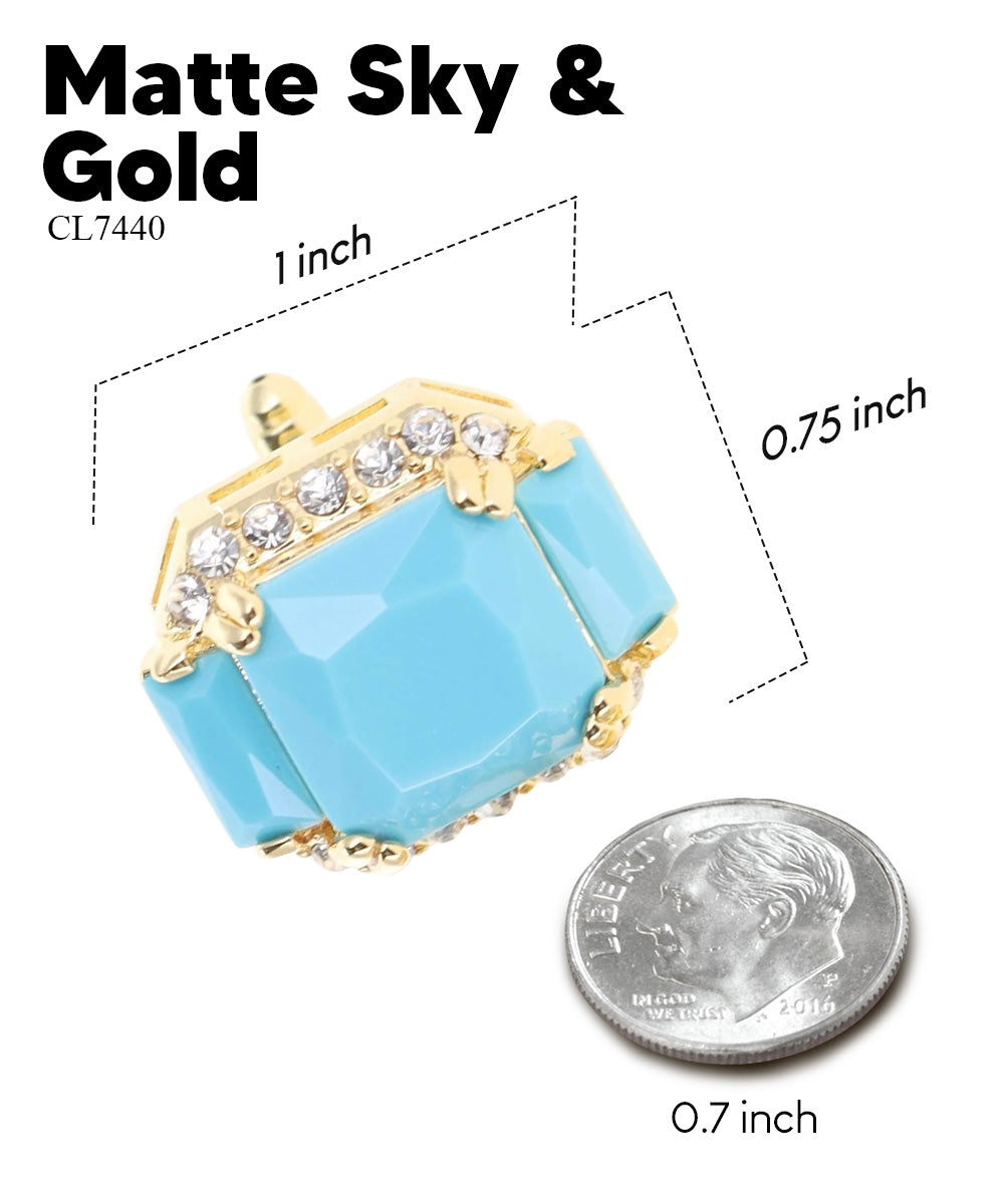 Vittorio Vico – Rectangular Diamond-Flanked Crystal Cufflinks