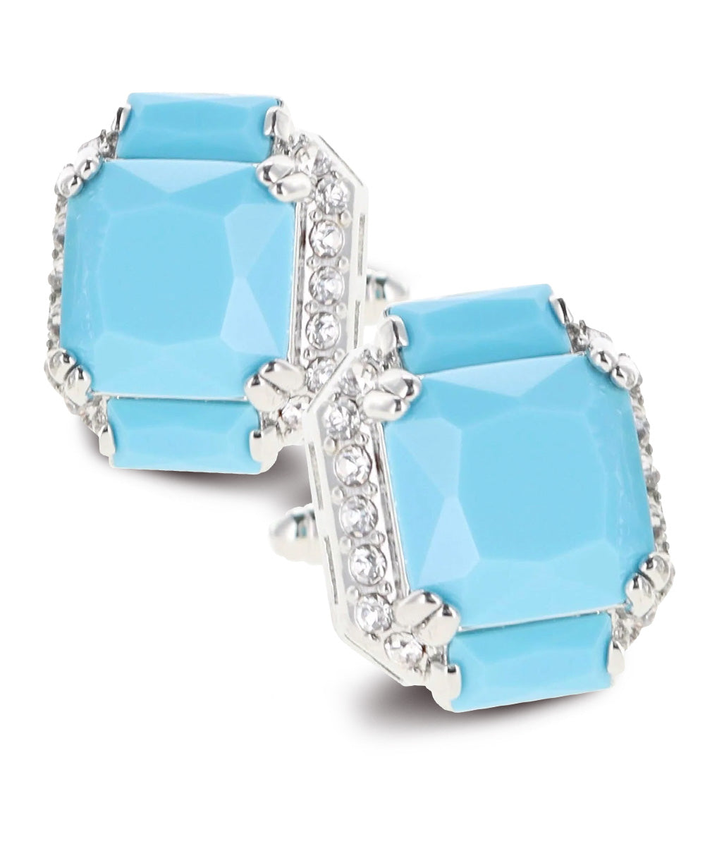 Vittorio Vico – Rectangular Diamond-Flanked Crystal Cufflinks