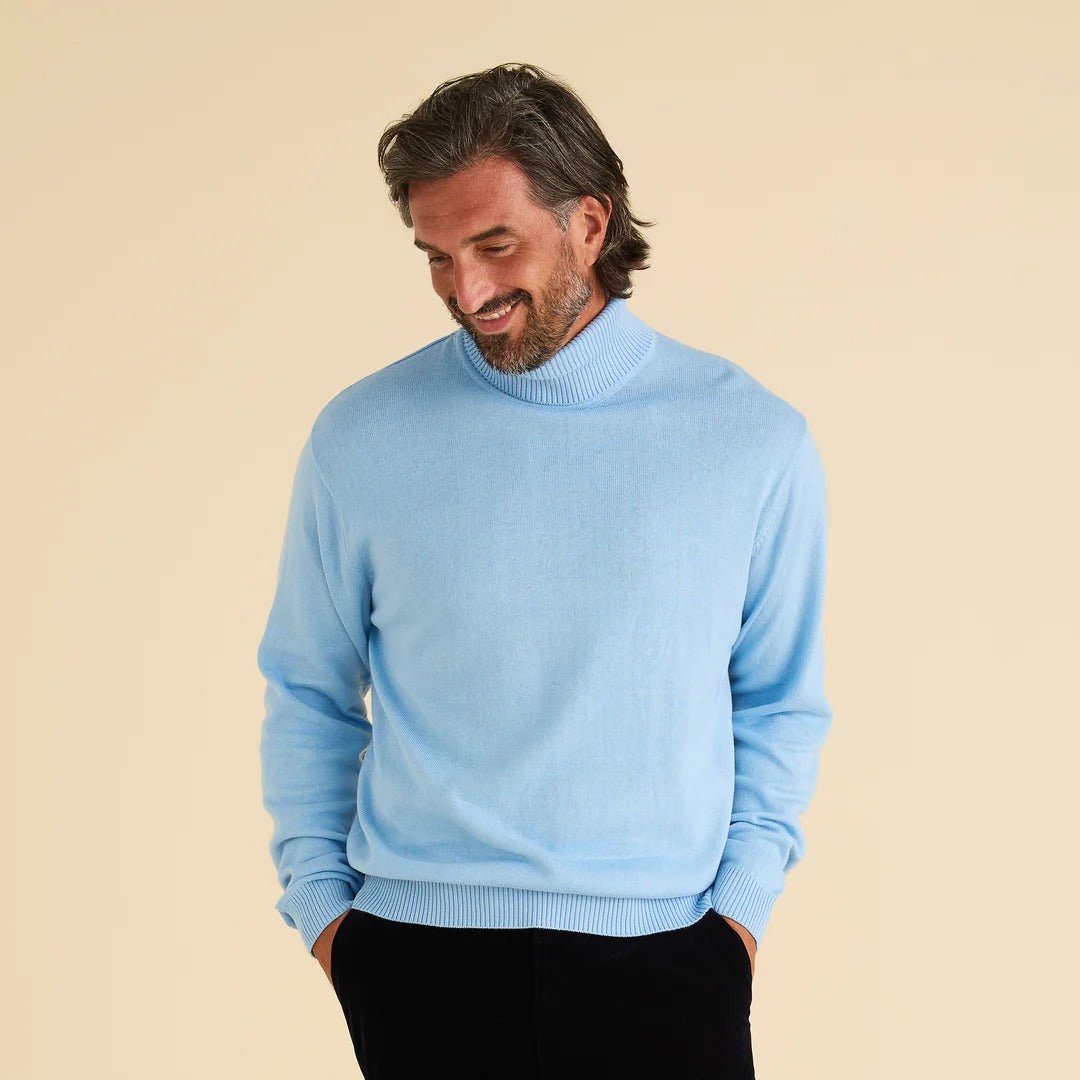 Men's Turtleneck Sweater color Blue Mist - Upscale Men's Fashion