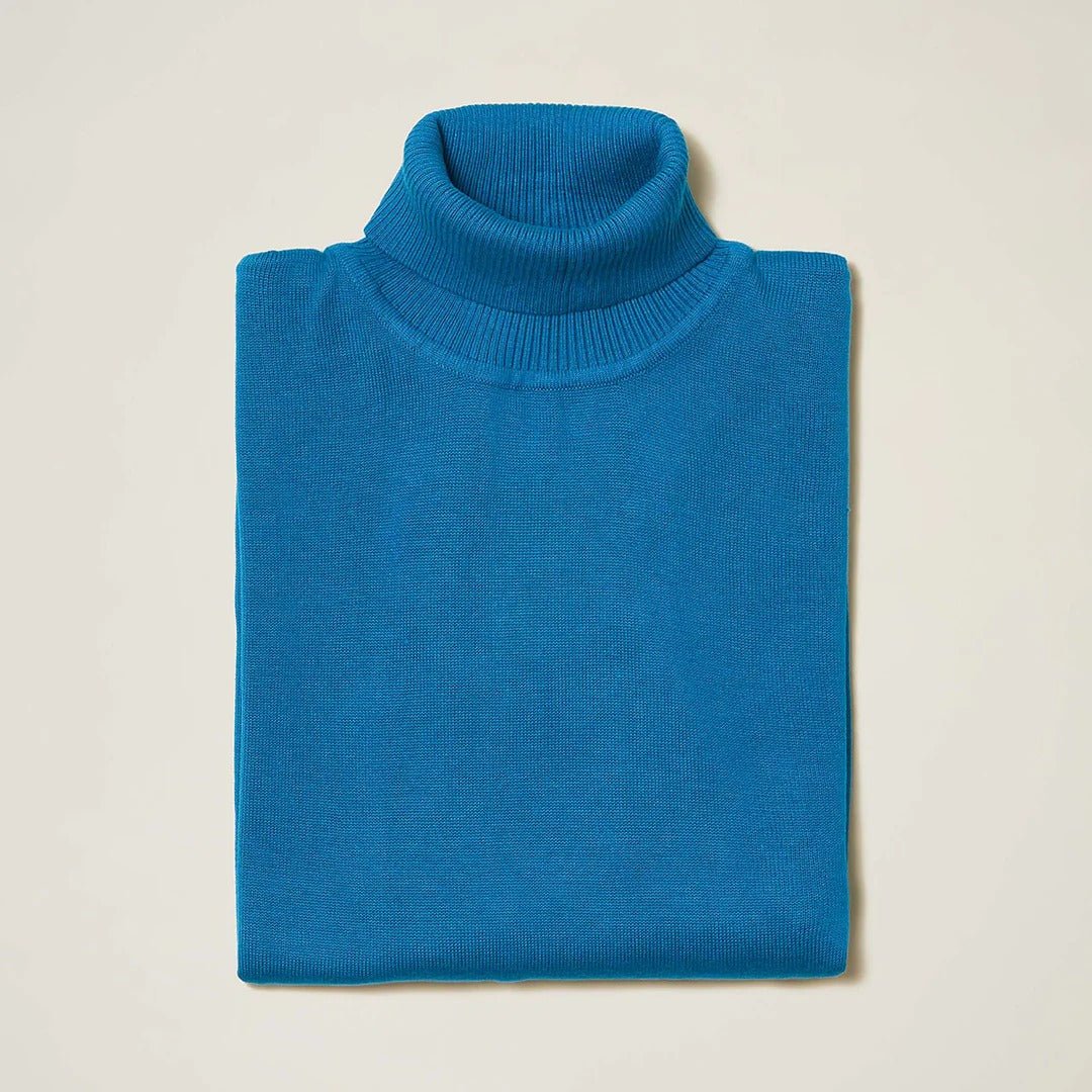 Men's Turtleneck Sweater color True Blue - Upscale Men's Fashion
