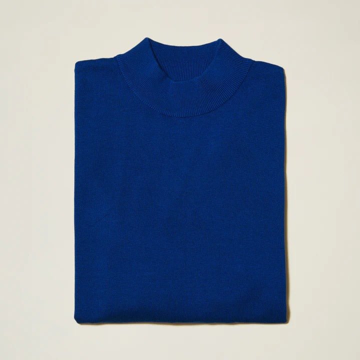 Mock Neck Sweater color River Blue - Upscale Men's Fashion