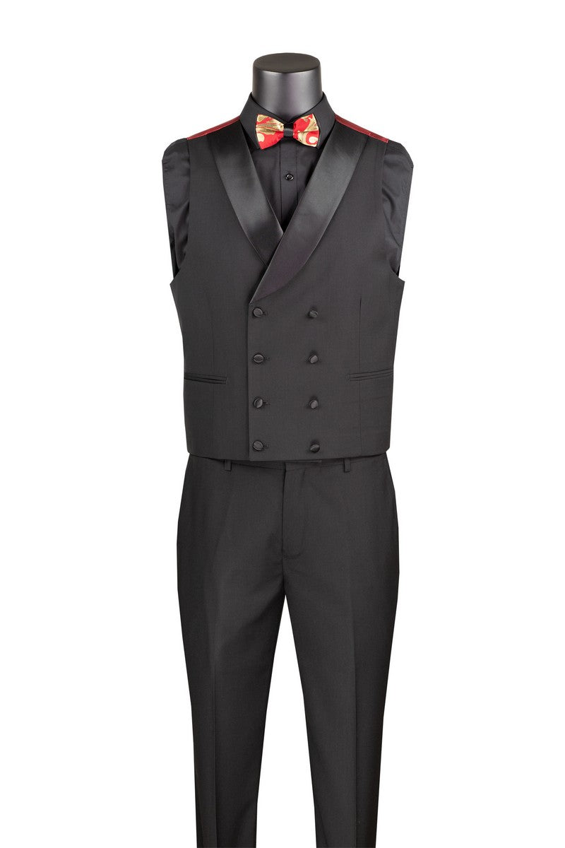 Modern Fit Red and Gold Jacquard 3-Piece Suit with Bow Tie-Aurelius Collection