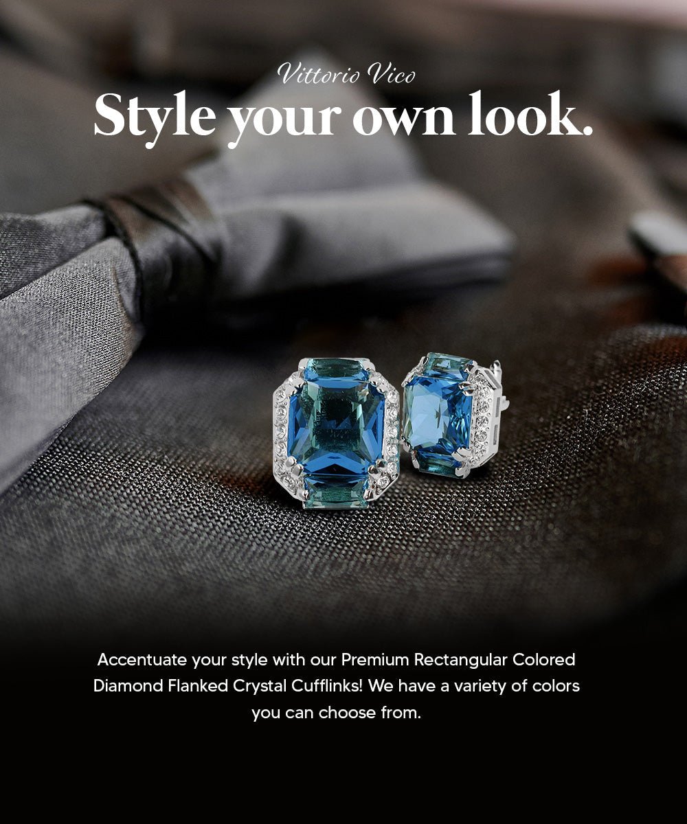 Vittorio Vico – Rectangular Diamond-Flanked Crystal Cufflinks - Upscale Men's Fashion