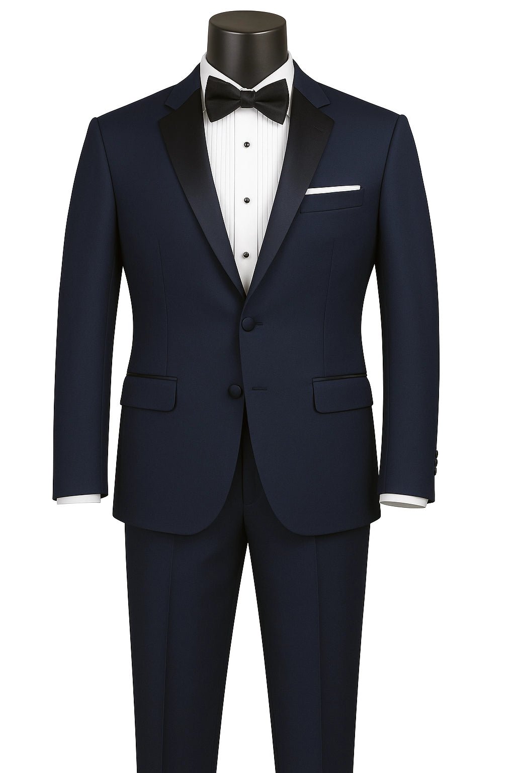 GALA COLLECTION – Navy SLIM FIT TUXEDO SUIT WITH SATIN LAPEL - Upscale Men's Fashion