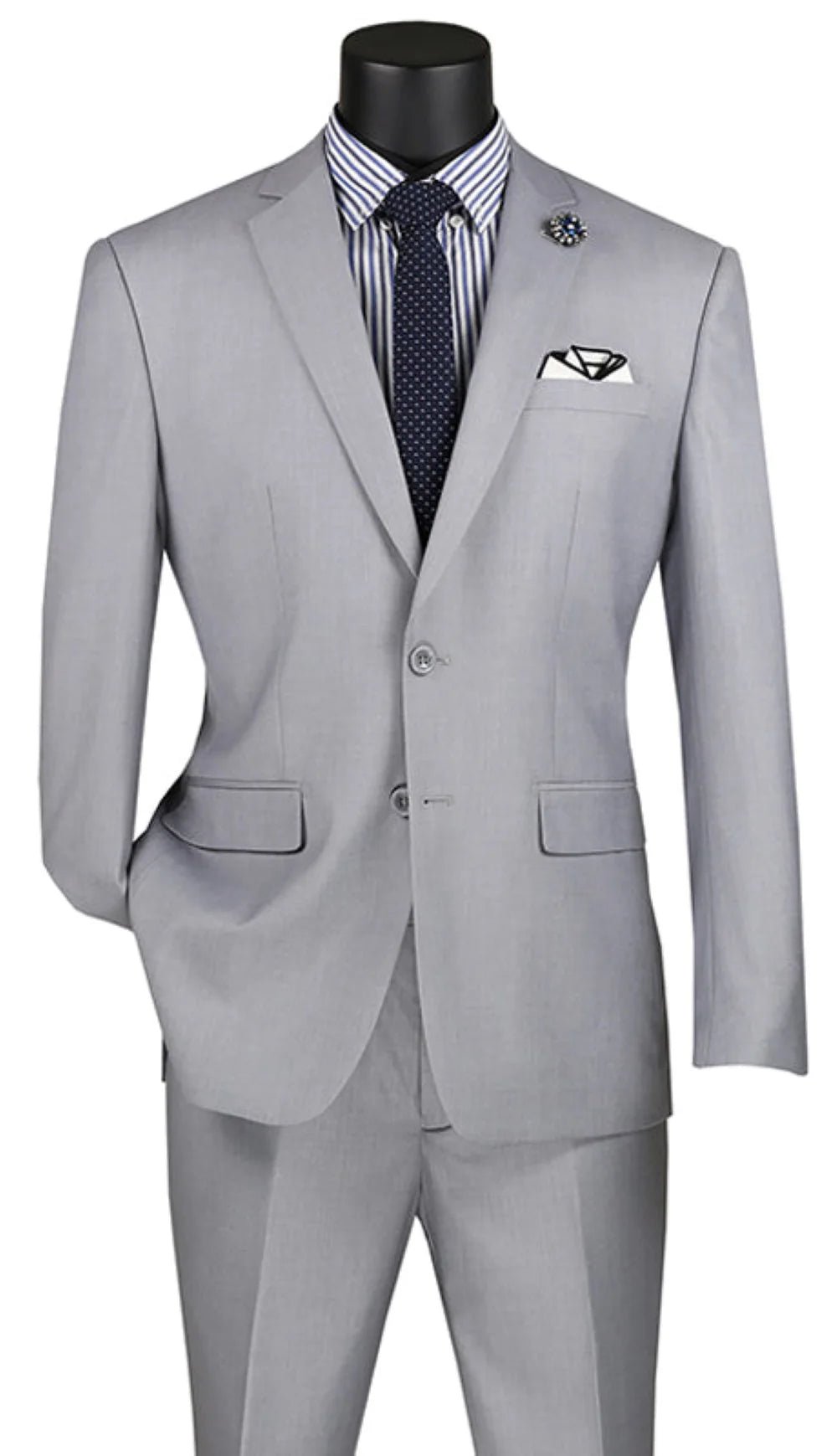 Oslo Collection - Slim Fit 2 Piece Suit Color Light Grey - Upscale Men's Fashion