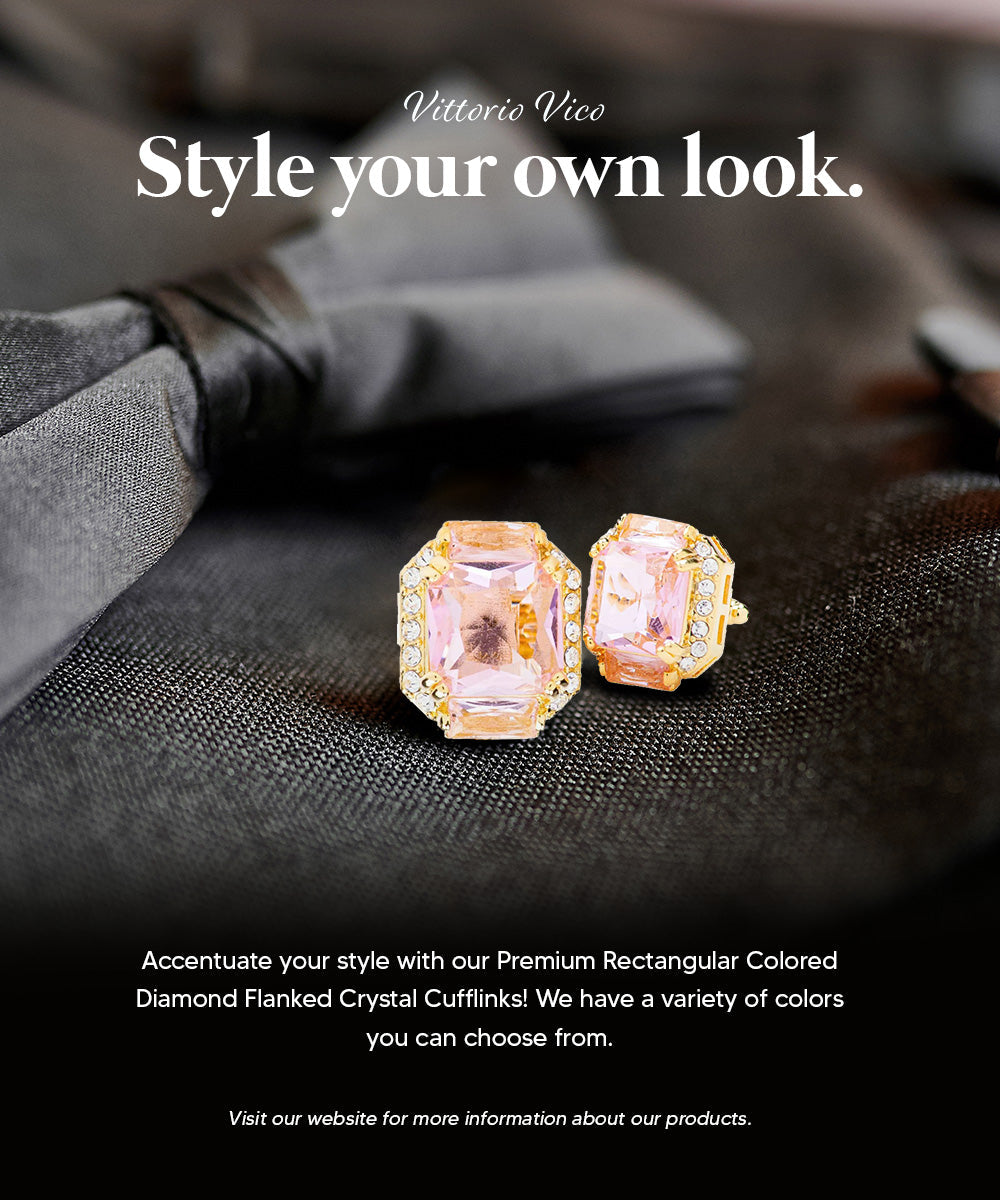 Vittorio Vico – Rectangular Diamond-Flanked Crystal Cufflinks