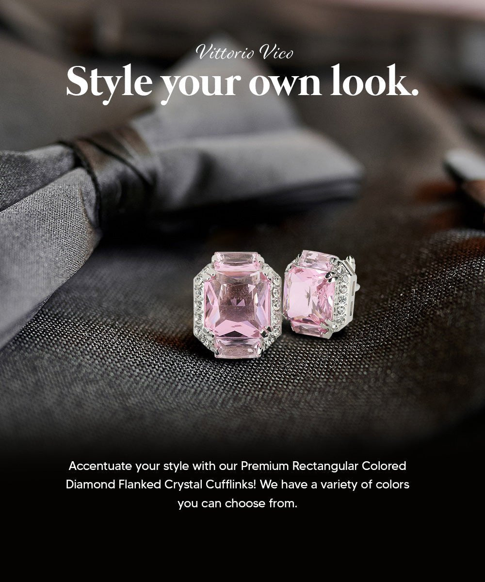Vittorio Vico – Rectangular Diamond-Flanked Crystal Cufflinks - Upscale Men's Fashion