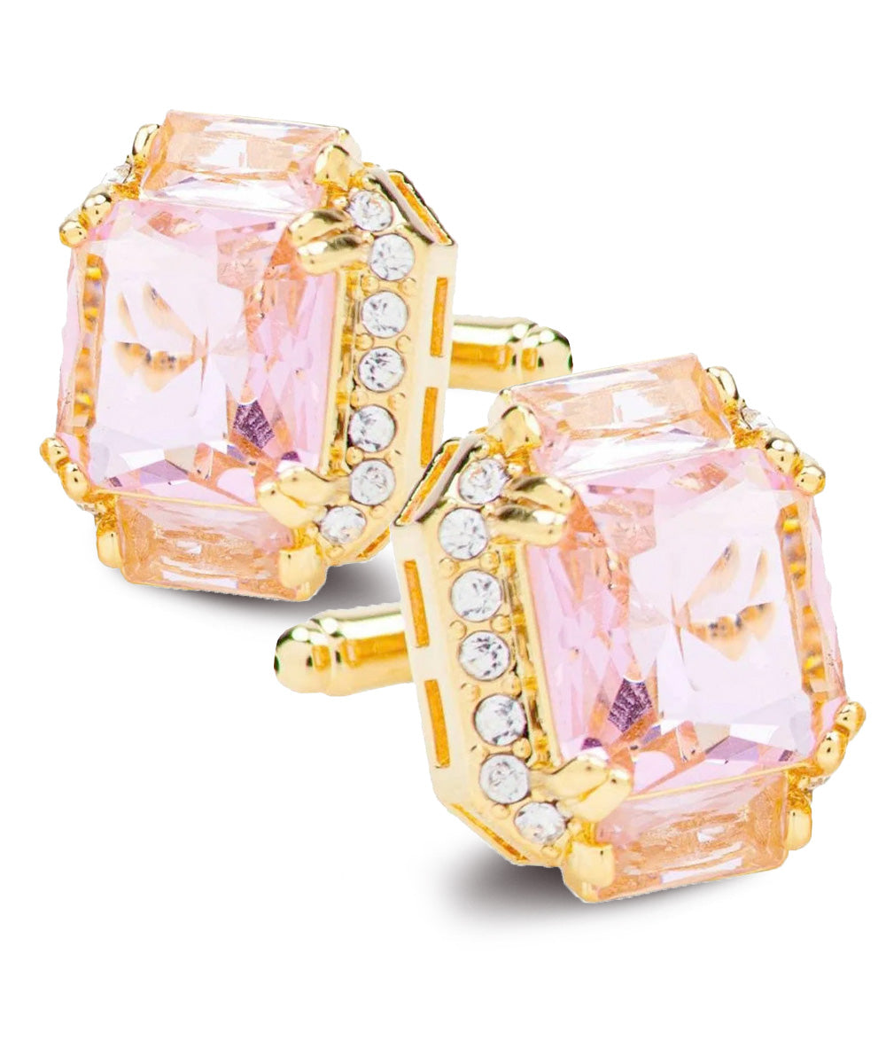 Vittorio Vico – Rectangular Diamond-Flanked Crystal Cufflinks
