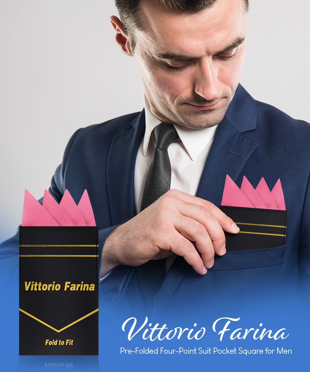 Vittorio Farina Men's Pre-Folded Pocket Square: Four-Point - Upscale Men's Fashion