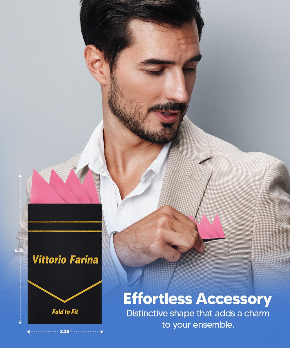 Vittorio Farina Men's Pre-Folded Pocket Square: Four-Point - Upscale Men's Fashion