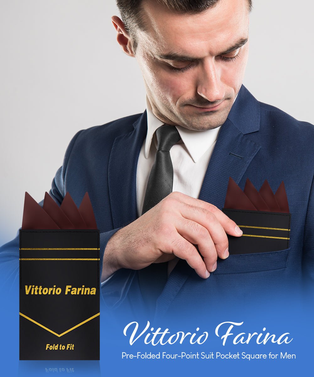 Vittorio Farina Men's Pre-Folded Pocket Square: Four-Point - Upscale Men's Fashion