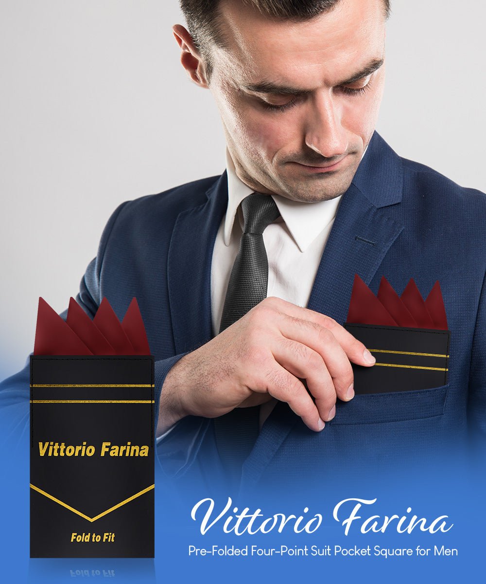 Vittorio Farina Men's Pre-Folded Pocket Square: Four-Point - Upscale Men's Fashion