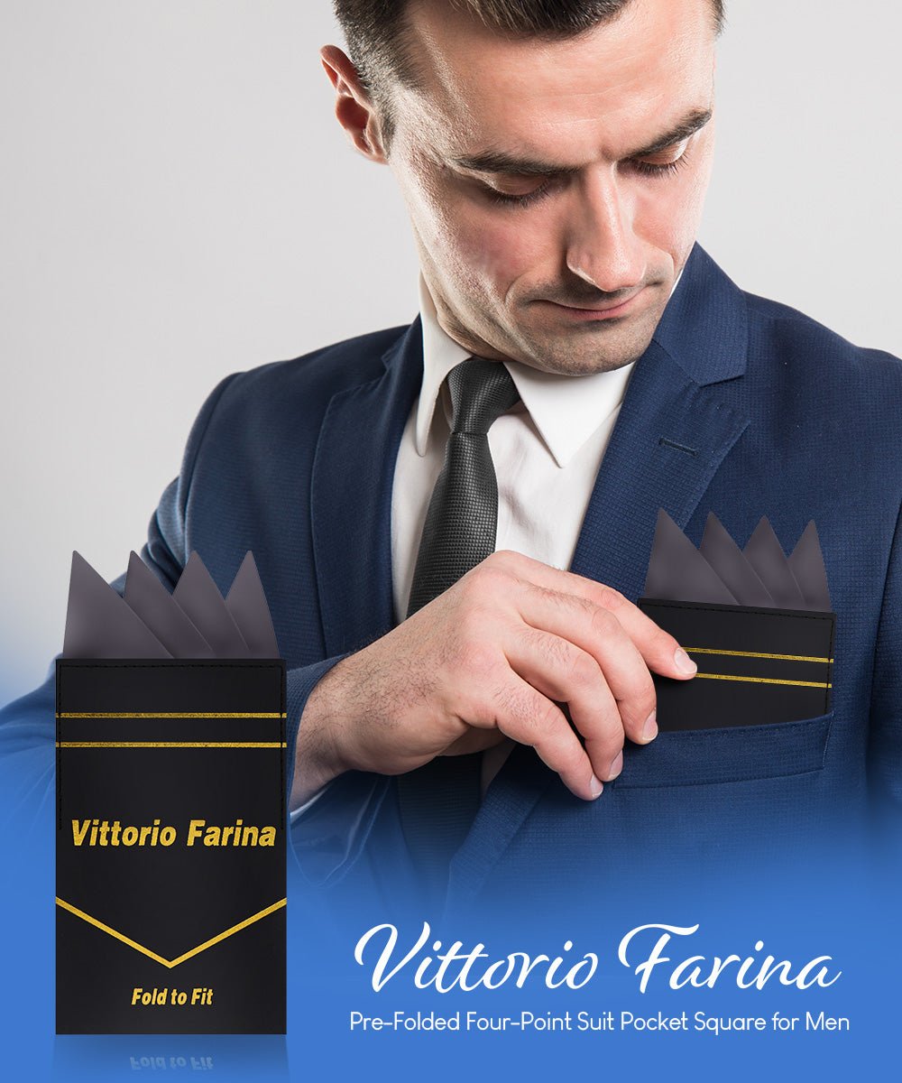 Vittorio Farina Men's Pre-Folded Pocket Square: Four-Point - Upscale Men's Fashion