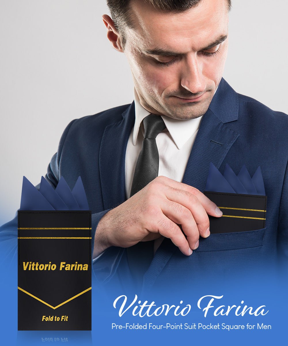 Vittorio Farina Men's Pre-Folded Pocket Square: Four-Point - Upscale Men's Fashion