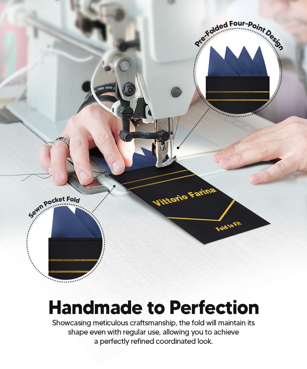 Vittorio Farina Men's Pre-Folded Pocket Square: Four-Point - Upscale Men's Fashion