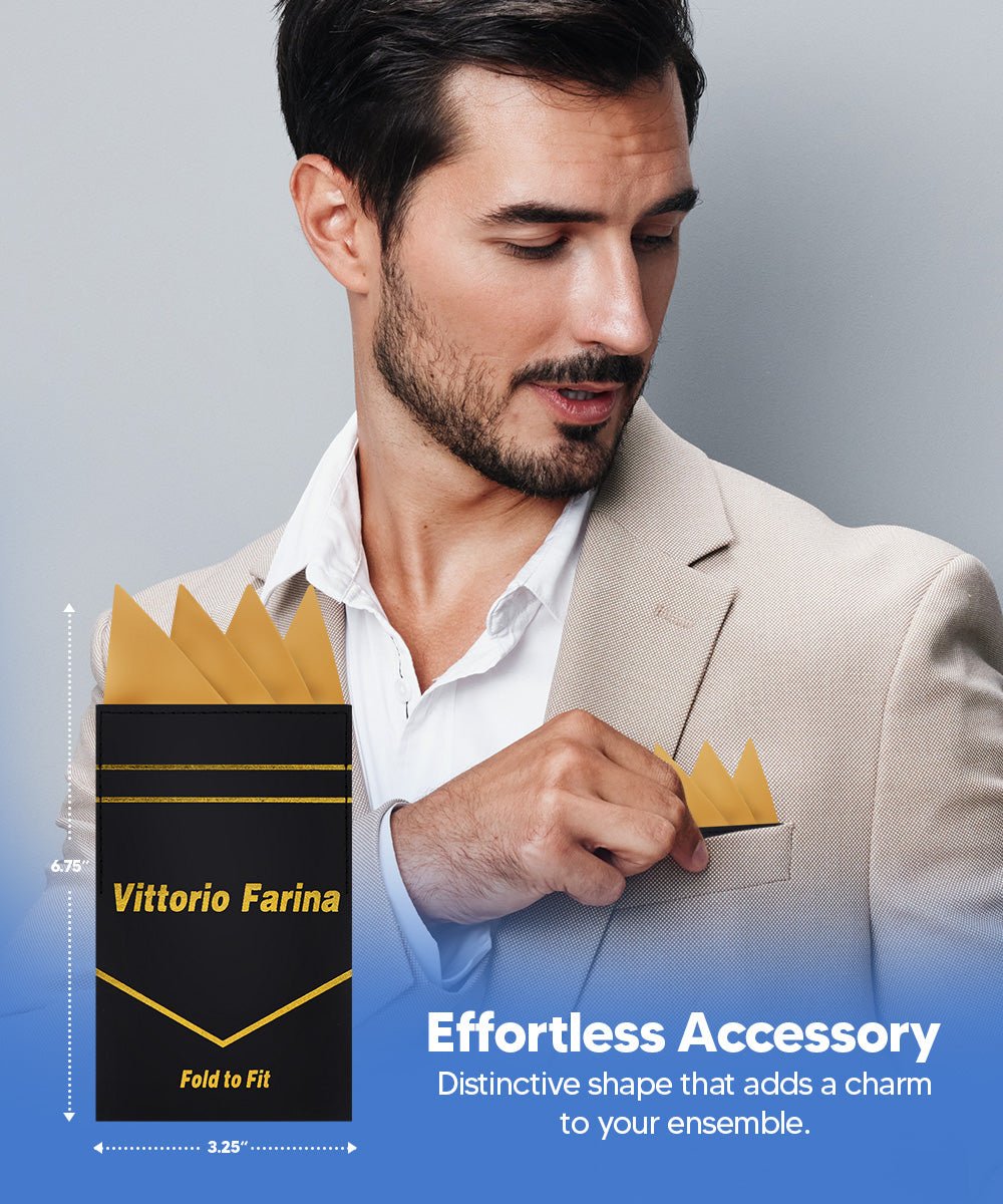 Vittorio Farina Men's Pre-Folded Pocket Square: Four-Point - Upscale Men's Fashion