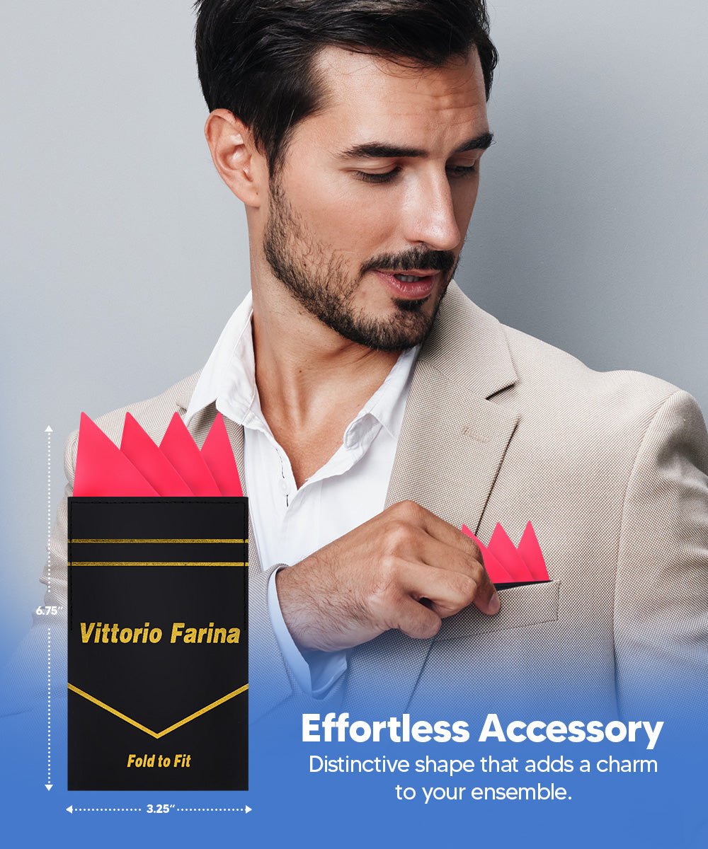 Vittorio Farina Men's Pre-Folded Pocket Square: Four-Point - Upscale Men's Fashion