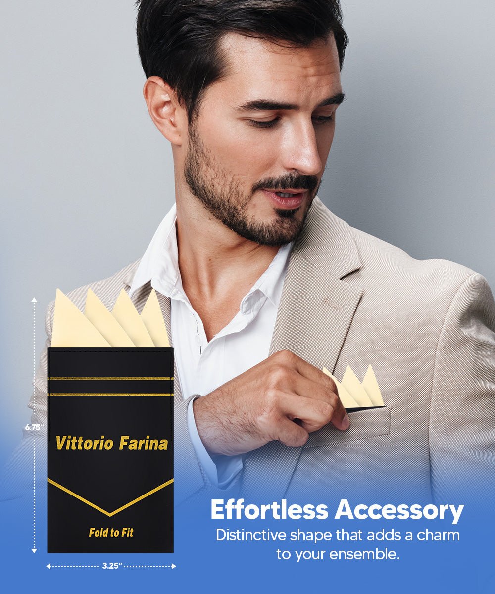 Vittorio Farina Men's Pre-Folded Pocket Square: Four-Point - Upscale Men's Fashion