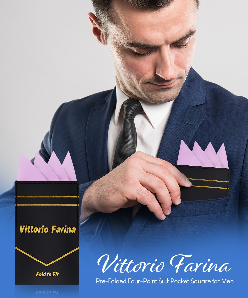 Vittorio Farina Men's Pre-Folded Pocket Square: Four-Point - Upscale Men's Fashion