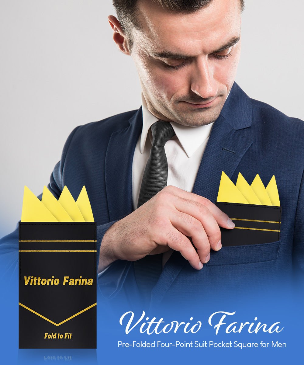 Vittorio Farina Men's Pre-Folded Pocket Square: Four-Point - Upscale Men's Fashion